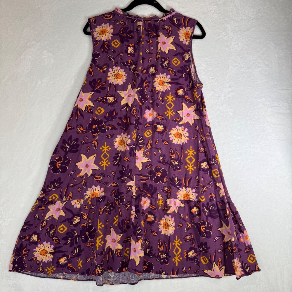 Sonoma Goods For Life Purple Floral Linen Blend Sleeveless Tiered Dress XL - Picture 3 of 9